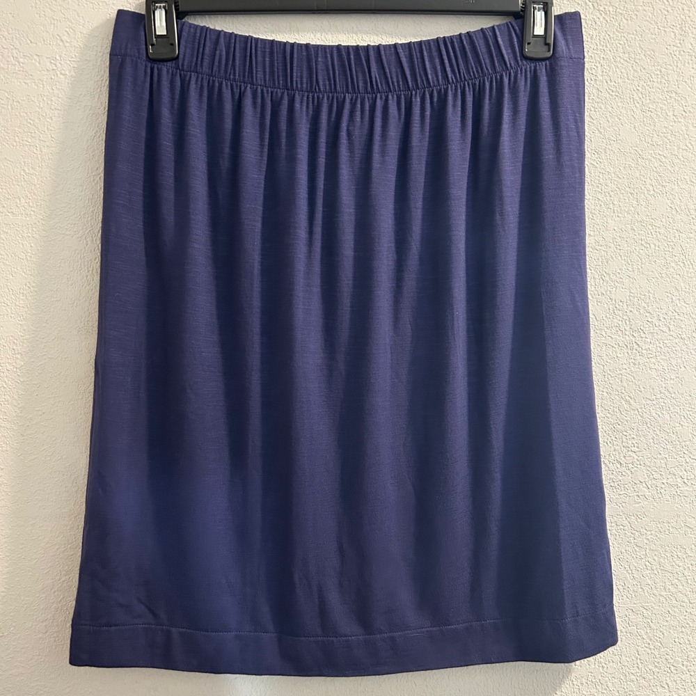 LOFT Ann Taylor Navy Blue Pull On Elastic Waist Knit Pencil Skirt Medium
